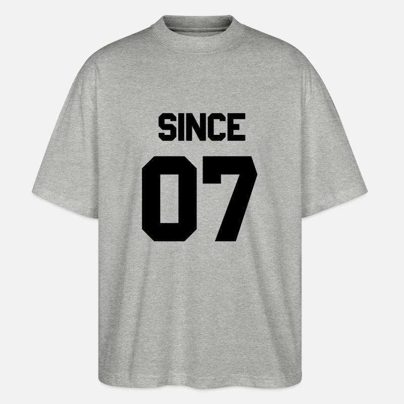 Together since 2007 Paarshirt - Stanley/Stella Oversized Unisex Bio T-Shirt Blaster 2.0 - Grau meliert