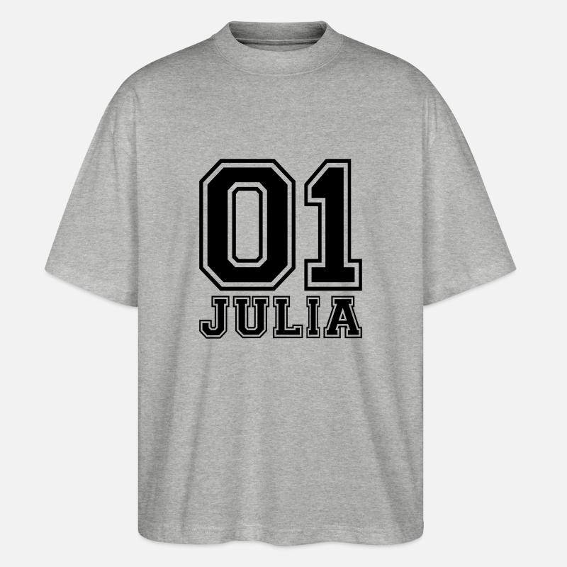 Julia - Name - Stanley/Stella Oversized Unisex Bio T-Shirt Blaster 2.0 - Grau meliert
