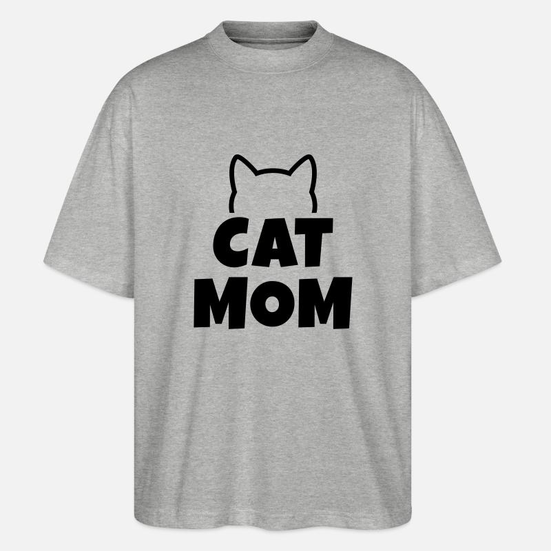 Cat Mom - Stanley/Stella Oversized Unisex Bio T-Shirt Blaster 2.0 - Grau meliert