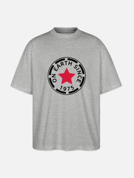 on earth since 1975 - Stanley/Stella Oversized Unisex Organic T-shirt Blaster 2.0 - heather grey