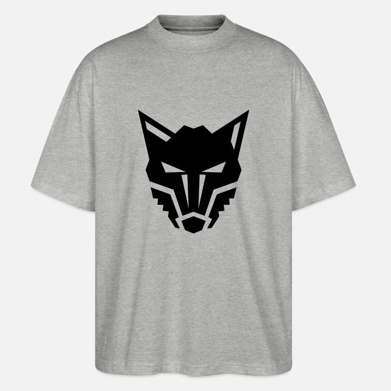 Wolf front Logo böser Blick - Stanley/Stella Oversized Unisex Bio T-Shirt Blaster 2.0 - Grau meliert