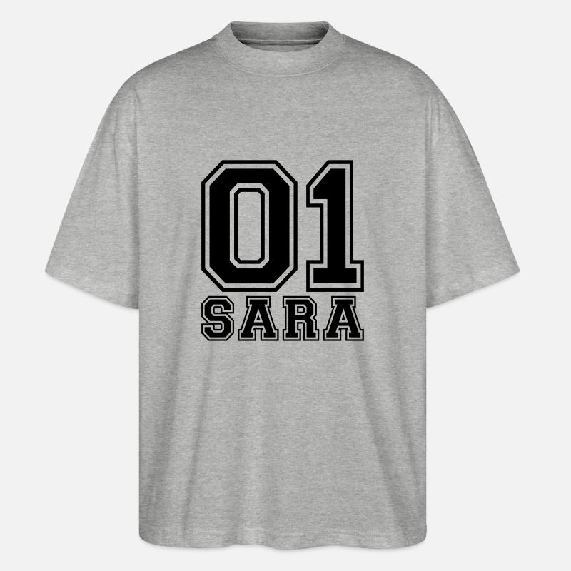 Sara - Name - Stanley/Stella Oversized Unisex Bio T-Shirt Blaster 2.0 - Grau meliert