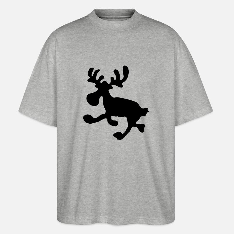 springender Elch - Stanley/Stella Oversized Unisex Bio T-Shirt Blaster 2.0 - Grau meliert