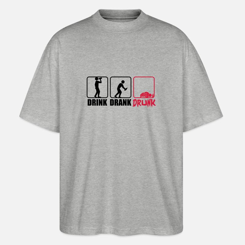 Evolution Hangover Drink Drank Drunk - Stanley/Stella Oversized Unisex Bio T-Shirt Blaster 2.0 - Grau meliert