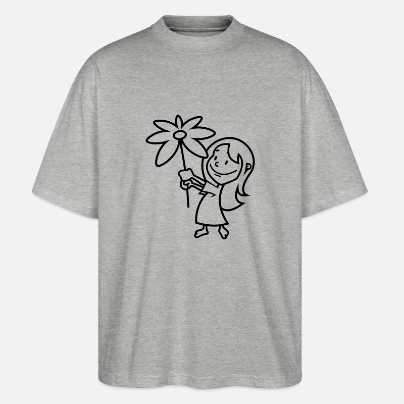 vl046a_blumenkind_1c - Stanley/Stella Oversized Unisex Bio T-Shirt Blaster 2.0 - Grau meliert
