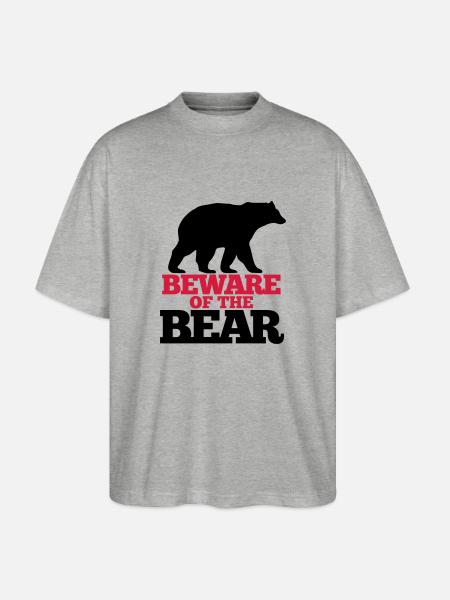 Bär Wild T-Shirt - Stanley/Stella Oversized Unisex Bio T-Shirt Blaster 2.0 - Grau meliert