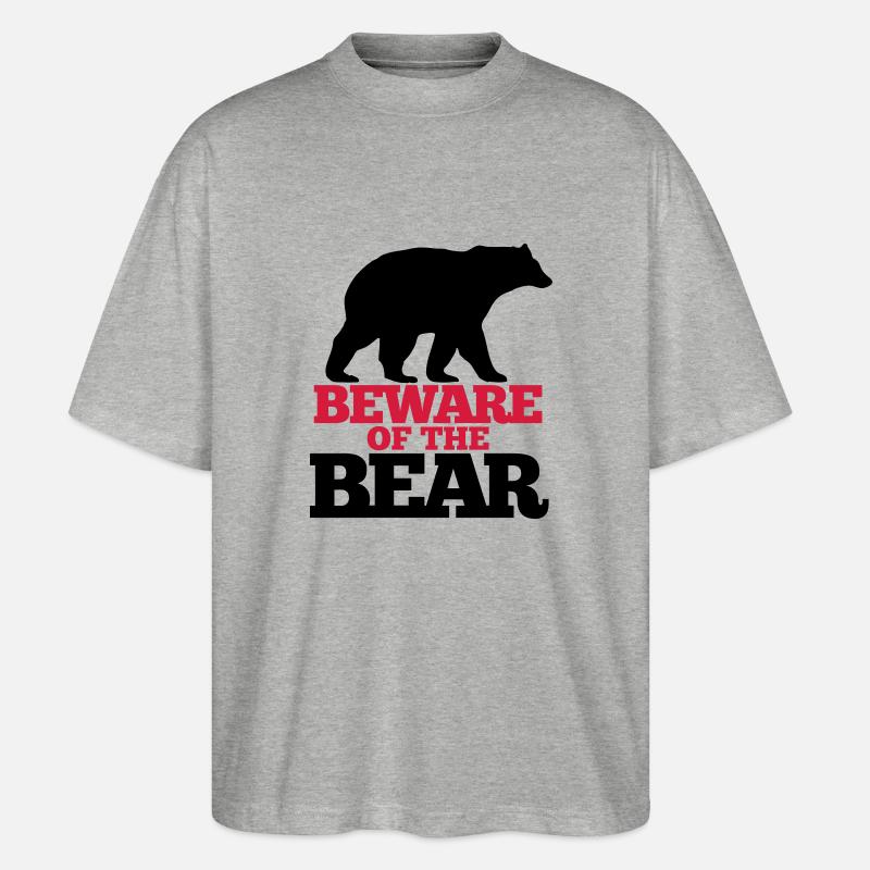 Bär Wild T-Shirt - Stanley/Stella Oversized Unisex Bio T-Shirt Blaster 2.0 - Grau meliert