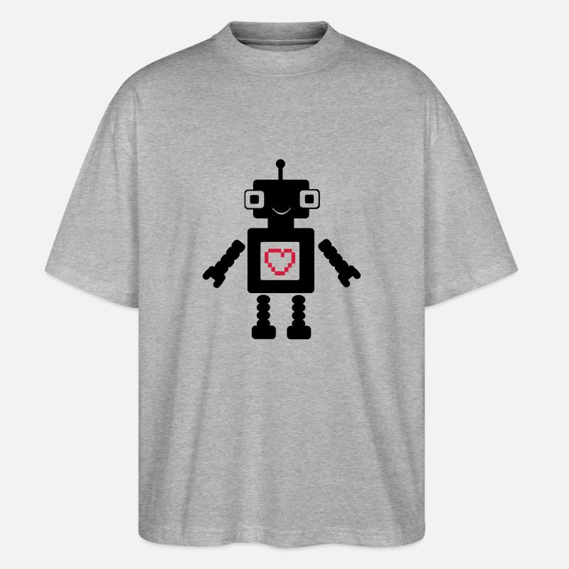 roboter_love_02 - T-shirt bio Blaster 2.0 coupe oversize Stanley/Stella Unisexe - gris chiné