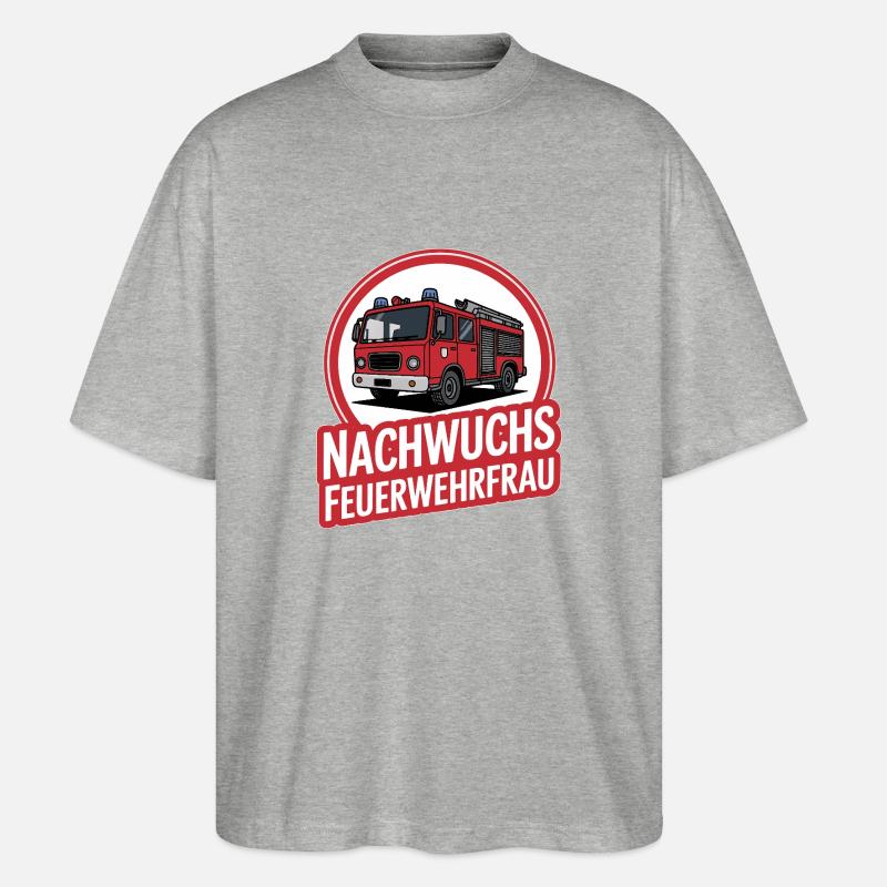 Nachwuchs Feuerwehrfrau – Geschenkidee - Stanley/Stella Oversized Unisex Bio T-Shirt Blaster 2.0 - Grau meliert
