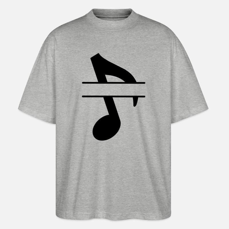 Textbanner Musiknote - Stanley/Stella Oversized Unisex Bio T-Shirt Blaster 2.0 - Grau meliert