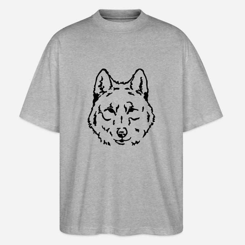 wolf face - Stanley/Stella Oversized Unisex Organic T-shirt Blaster 2.0 - heather grey