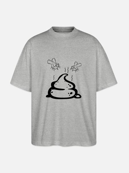 Scheisse mit Fliegenpaar - Stanley/Stella Oversized Unisex Bio T-Shirt Blaster 2.0 - Grau meliert