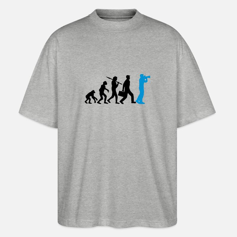 Photographe Caméra Evolution - T-shirt bio Blaster 2.0 coupe oversize Stanley/Stella Unisexe - gris chiné