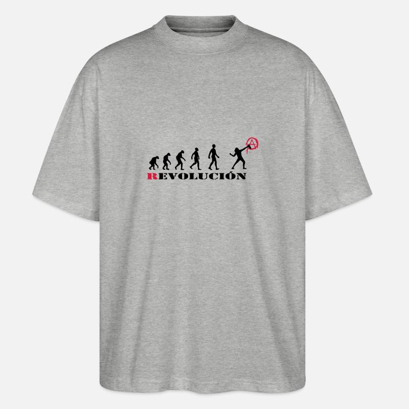 r-evolution, evolution, revolution, street art, - Stanley/Stella Oversized Unisex Bio T-Shirt Blaster 2.0 - Grau meliert