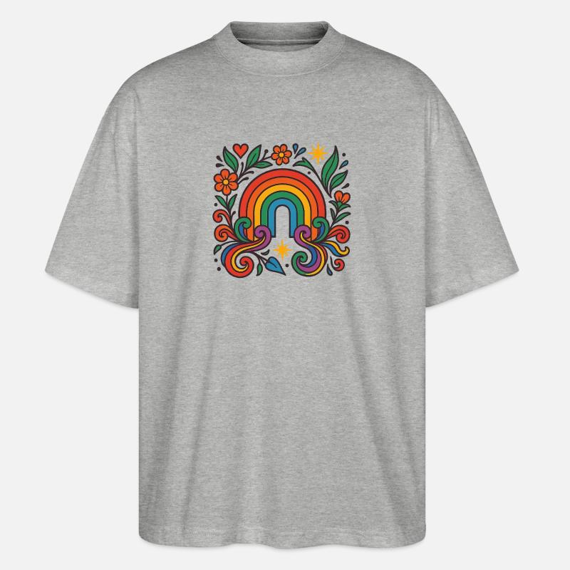 Rainbow Bloom - Liebe blüht bunt - Stanley/Stella Oversized Unisex Bio T-Shirt Blaster 2.0 - Grau meliert