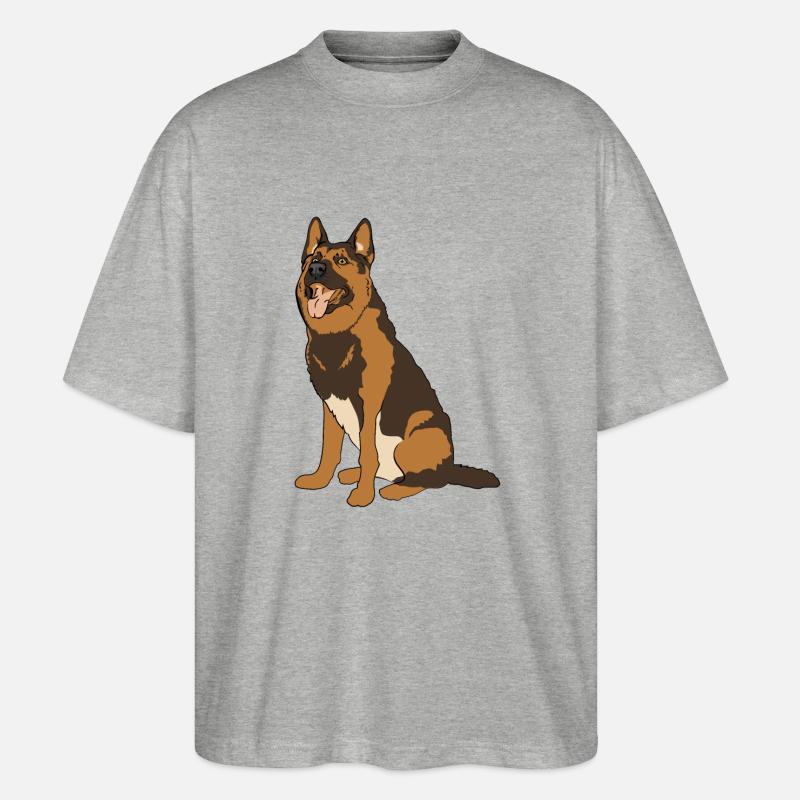 Deutscher Schäferhund - Stanley/Stella Oversized Unisex Bio T-Shirt Blaster 2.0 - Grau meliert