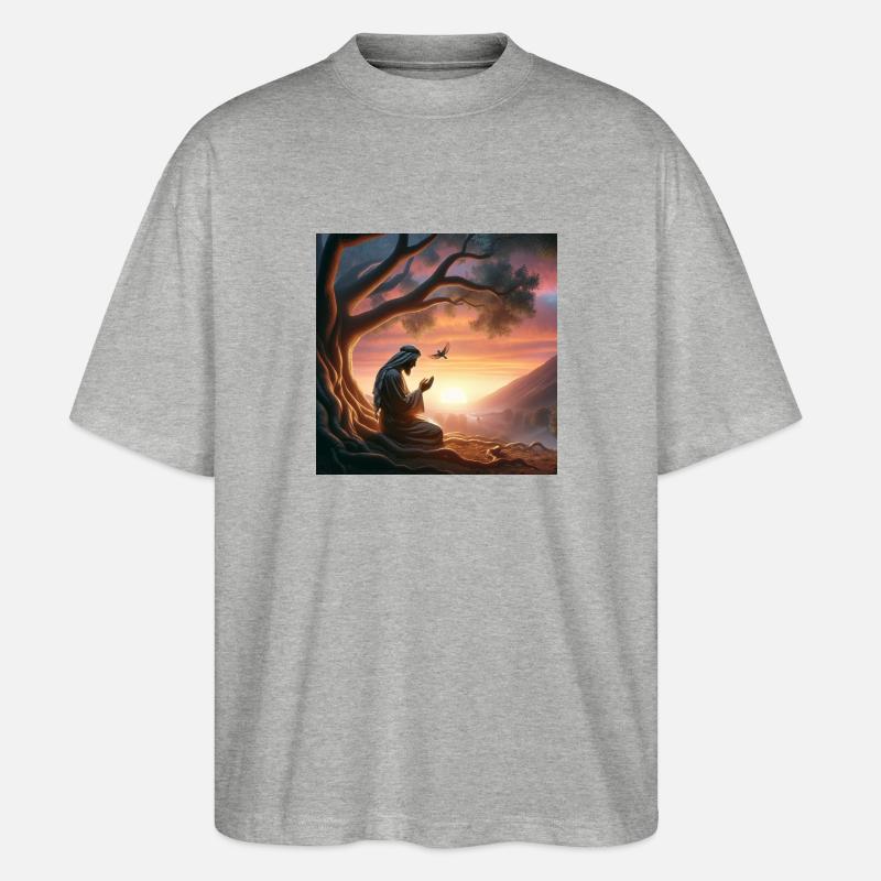 Dankbare Texte DE - Stanley/Stella Oversized Unisex Bio T-Shirt Blaster 2.0 - Grau meliert