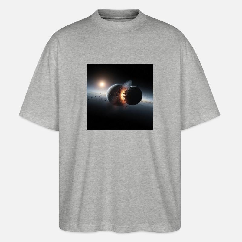 Kosmisches Eclipse Design - Stanley/Stella Oversized Unisex Bio T-Shirt Blaster 2.0 - Grau meliert