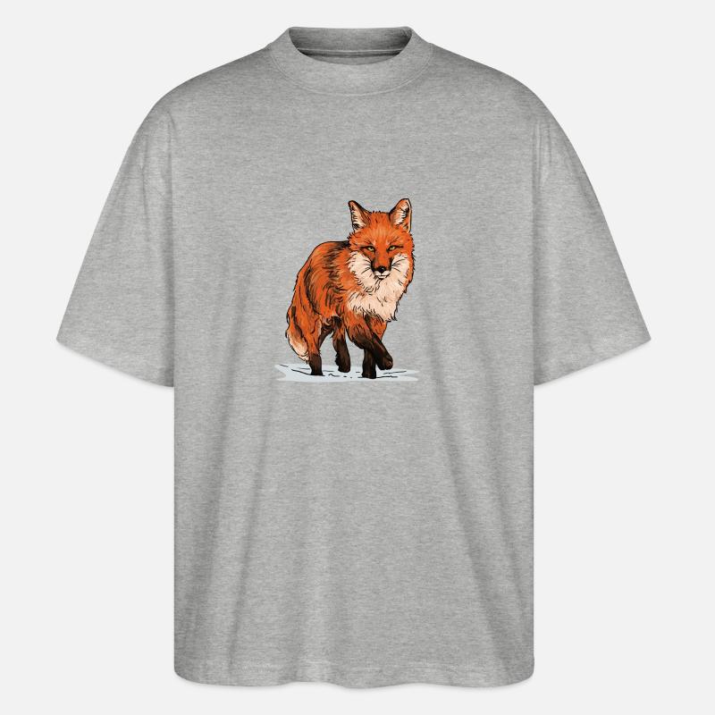 Fuchs in Wildbahn - Stanley/Stella Oversized Unisex Bio T-Shirt Blaster 2.0 - Grau meliert