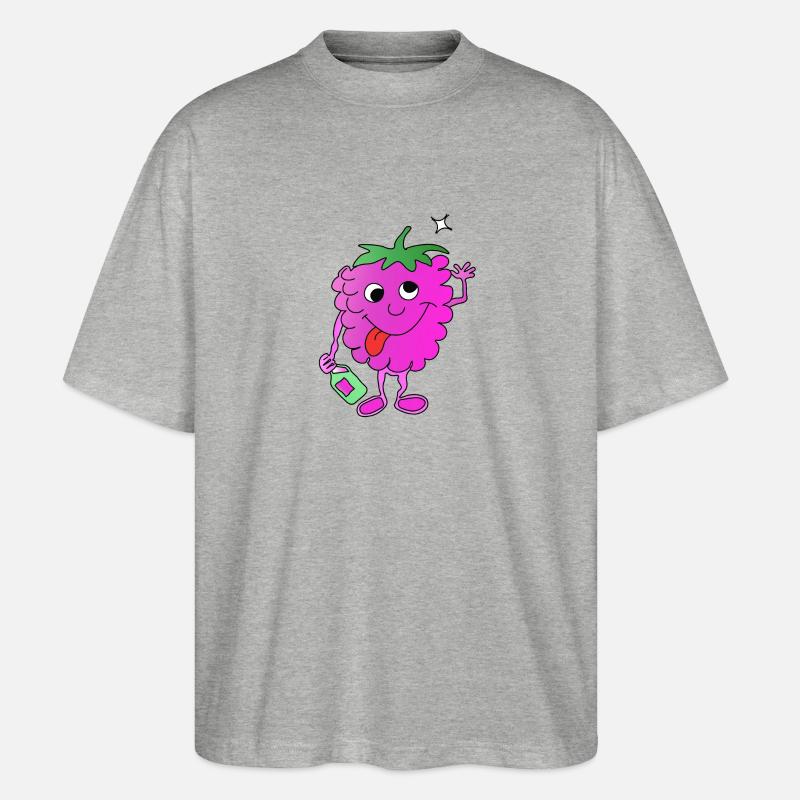 Drunk raspberry - Stanley/Stella Oversized Unisex Organic T-shirt Blaster 2.0 - heather grey