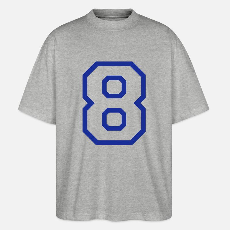 DIE NUMMER ACHT - 8 - Stanley/Stella Oversized Unisex Bio T-Shirt Blaster 2.0 - Grau meliert