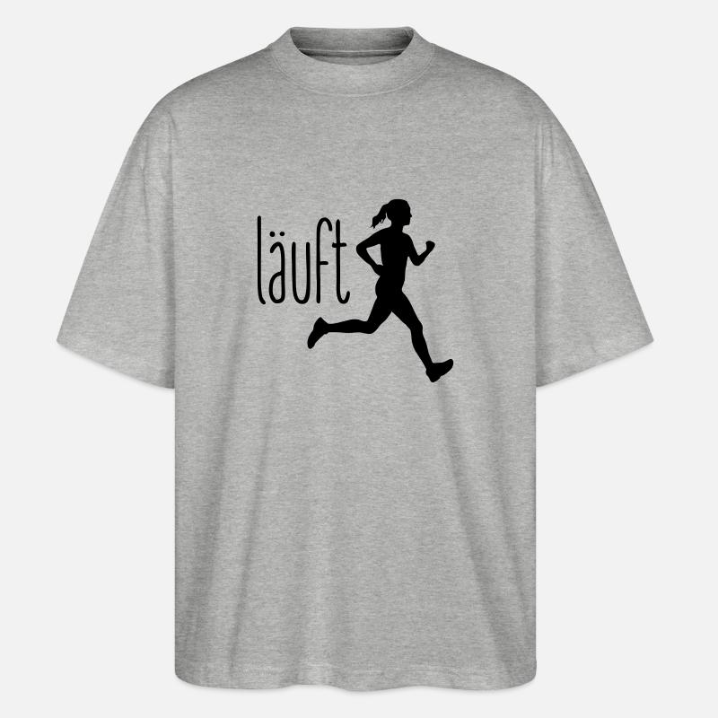 Jogging Frau läuft - Stanley/Stella Oversized Unisex Bio T-Shirt Blaster 2.0 - Grau meliert