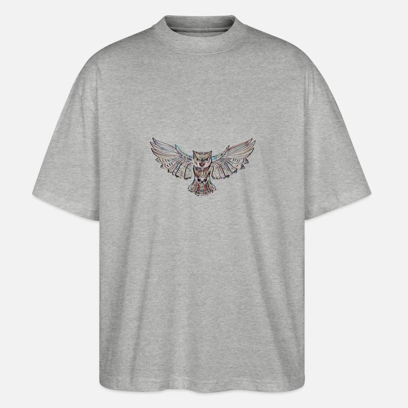 Fliegende Eule - Stanley/Stella Oversized Unisex Bio T-Shirt Blaster 2.0 - Grau meliert