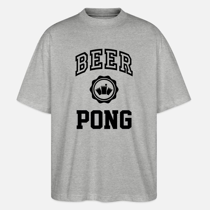 Bier Pong Uni - Stanley/Stella Oversized Unisex Bio T-Shirt Blaster 2.0 - Grau meliert