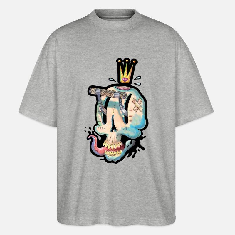 Crâne pour le jeu - T-shirt bio Blaster 2.0 coupe oversize Stanley/Stella Unisexe - gris chiné