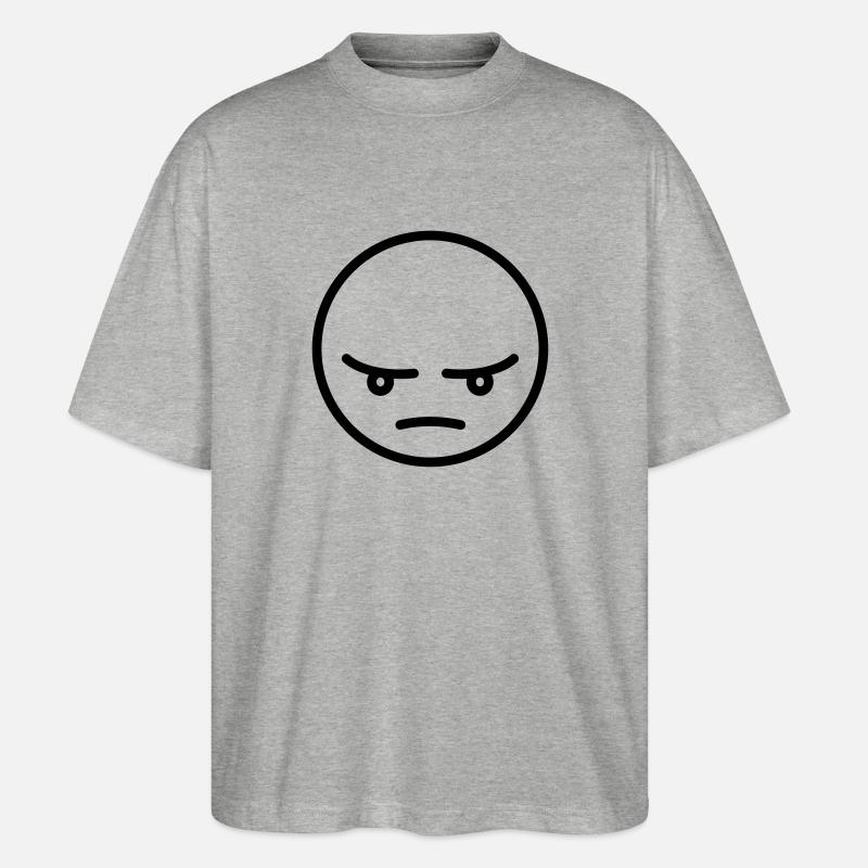 Wütender Smiley Geschenk Idee - Stanley/Stella Oversized Unisex Bio T-Shirt Blaster 2.0 - Grau meliert