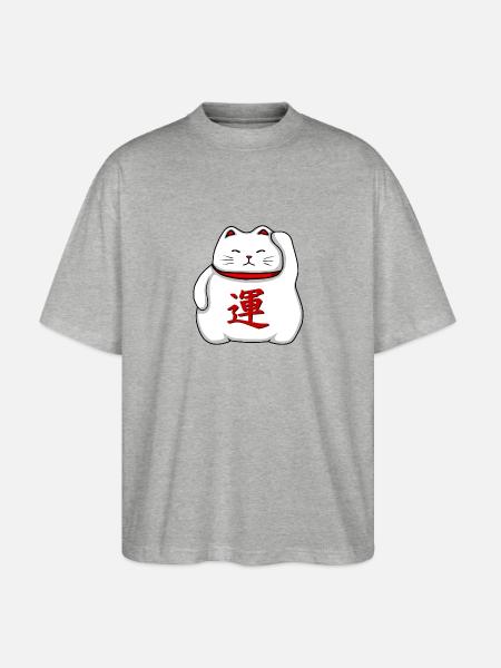 Maneki-neko - Stanley/Stella Oversized Unisex Organic T-shirt Blaster 2.0 - heather grey