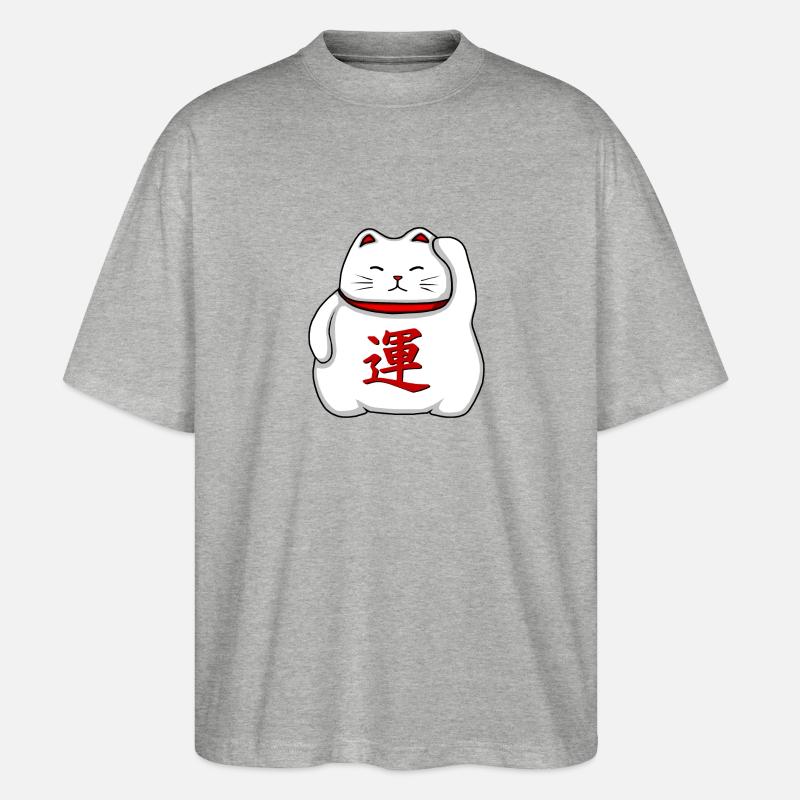 Maneki-neko - Stanley/Stella Oversized Unisex Bio T-Shirt Blaster 2.0 - Grau meliert