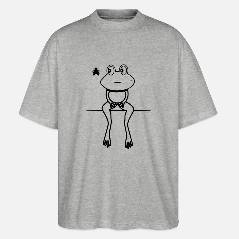 Frog funny fly sit - Stanley/Stella Oversized Unisex Organic T-shirt Blaster 2.0 - heather grey