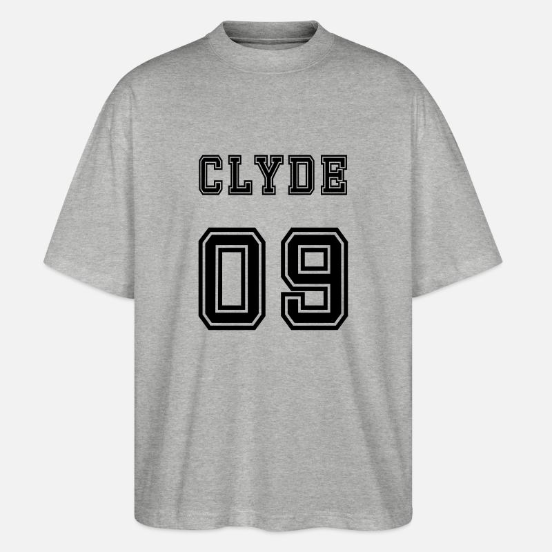 Clyde Rückseite - Stanley/Stella Oversized Unisex Bio T-Shirt Blaster 2.0 - Grau meliert