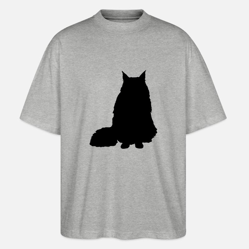 Vektor Katze Silhouette - Stanley/Stella Oversized Unisex Bio T-Shirt Blaster 2.0 - Grau meliert