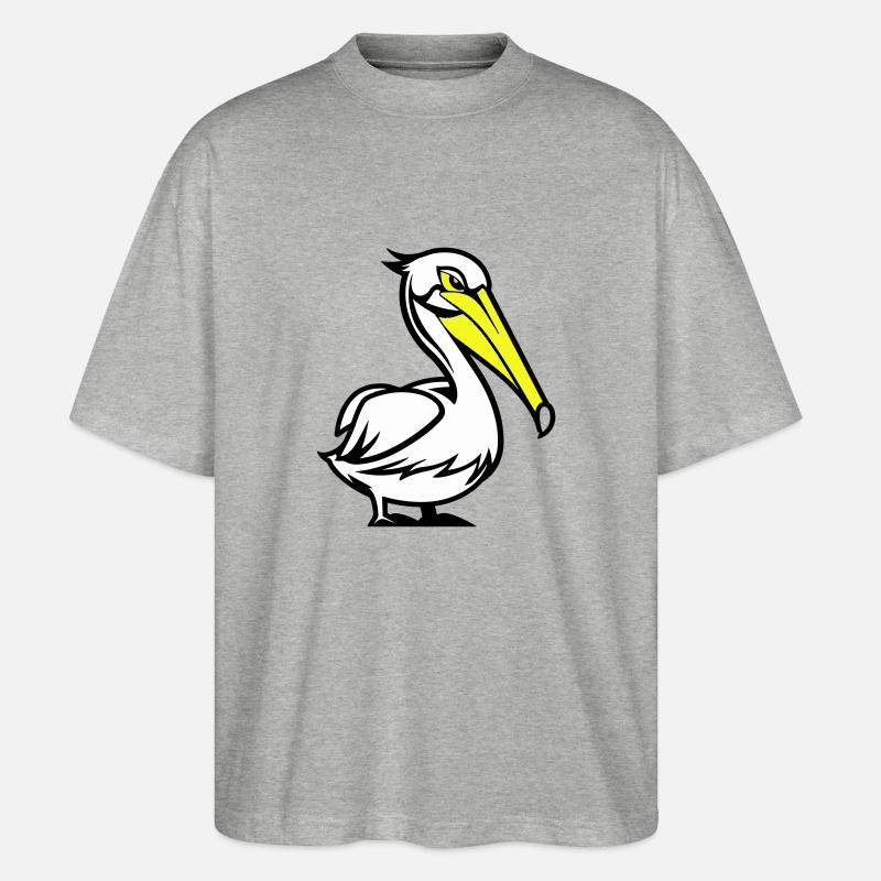 pelikan comic - Stanley/Stella Oversized Unisex Bio T-Shirt Blaster 2.0 - Grau meliert