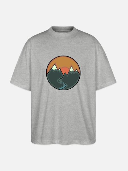 Mountains sunset - Stanley/Stella Oversized Unisex Organic T-shirt Blaster 2.0 - heather grey