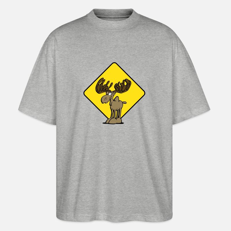 Caution Moose Moose - Stanley/Stella Oversized Unisex Organic T-shirt Blaster 2.0 - heather grey