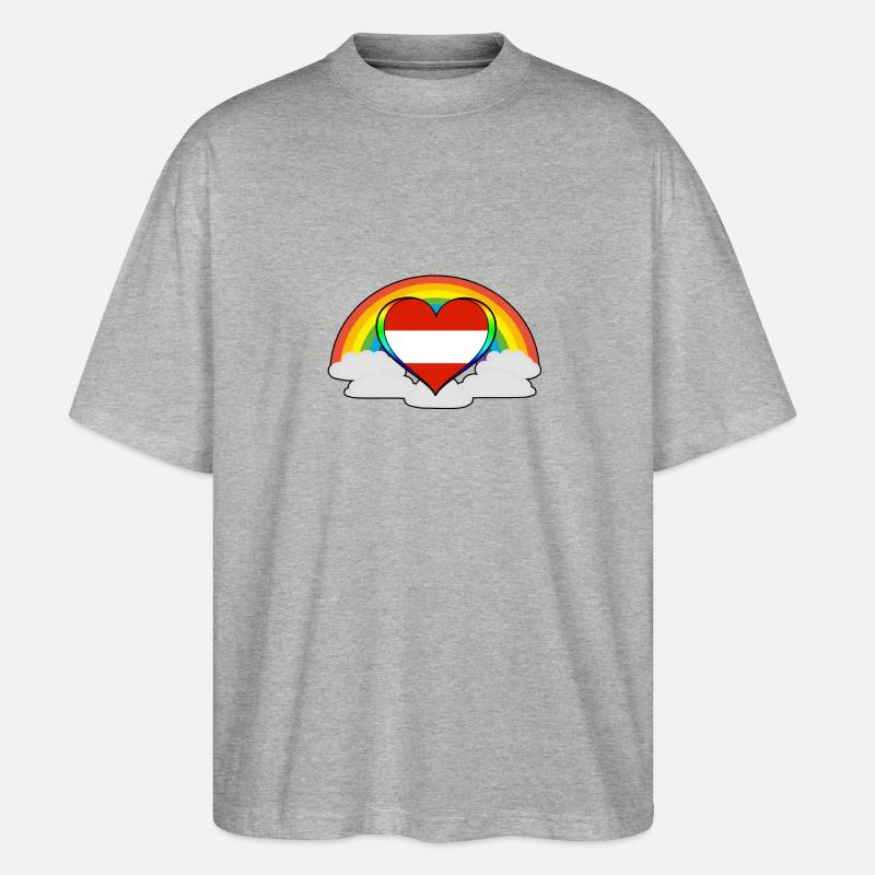 Geschenk Regenbogen Pride Stolz Österreich - Stanley/Stella Oversized Unisex Bio T-Shirt Blaster 2.0 - Grau meliert