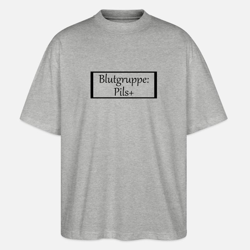 Blutgruppe Pils - Stanley/Stella Oversized Unisex Bio T-Shirt Blaster 2.0 - Grau meliert