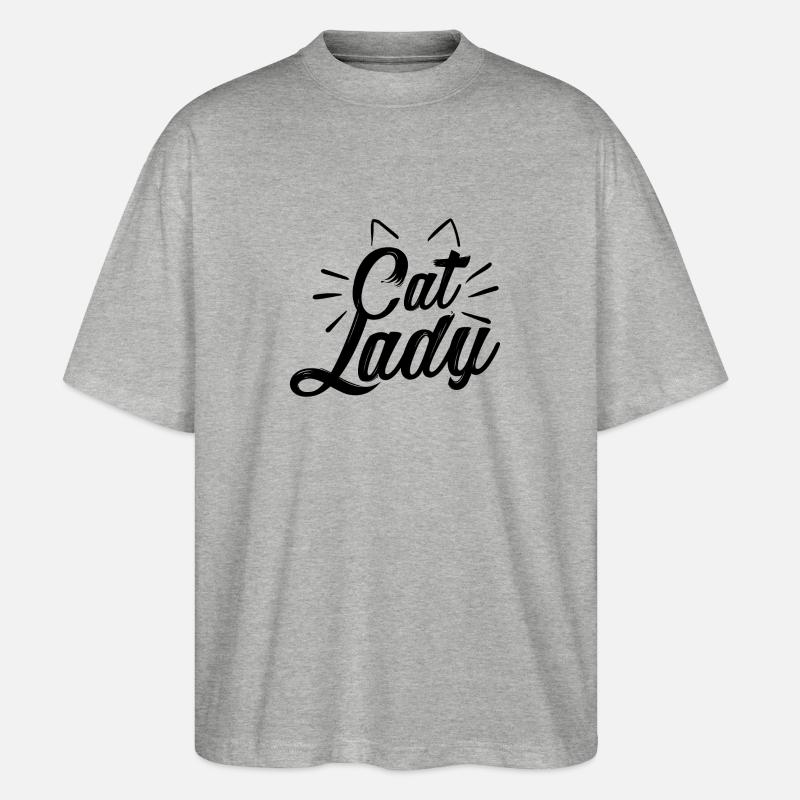 Katzen Dame Geschenk Idee - Stanley/Stella Oversized Unisex Bio T-Shirt Blaster 2.0 - Grau meliert