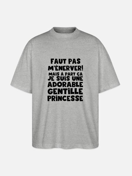 une adorable gentille princesse - T-shirt bio Blaster 2.0 coupe oversize Stanley/Stella Unisexe - gris chiné