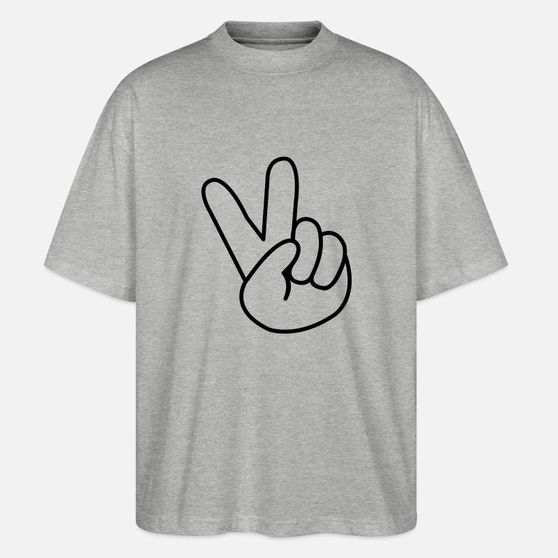 peace_hand_comic_01 - Stanley/Stella Oversized Unisex Bio T-Shirt Blaster 2.0 - Grau meliert