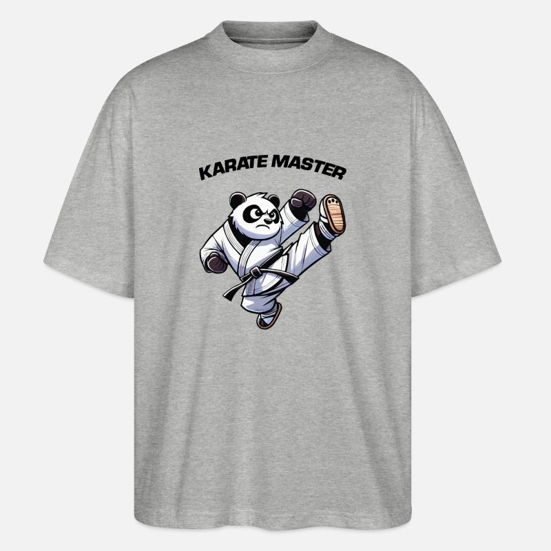 pandabär karate - Stanley/Stella Oversized Unisex Bio T-Shirt Blaster 2.0 - Grau meliert