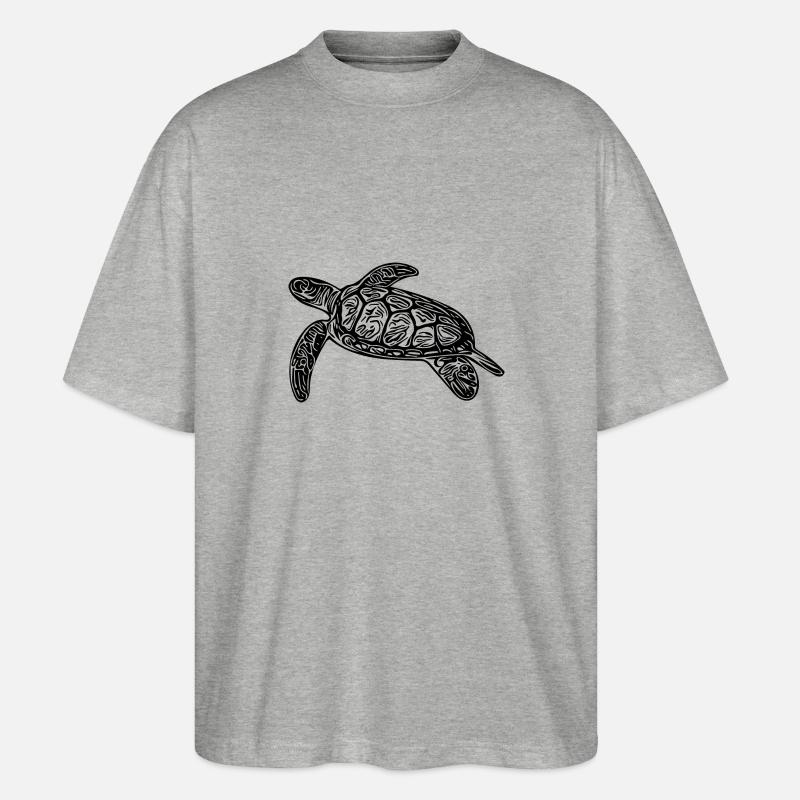 Small floating turtle - Stanley/Stella Oversized Unisex Organic T-shirt Blaster 2.0 - heather grey