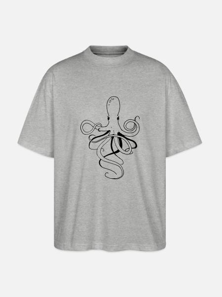 Krake - Stanley/Stella Oversized Unisex Bio T-Shirt Blaster 2.0 - Grau meliert