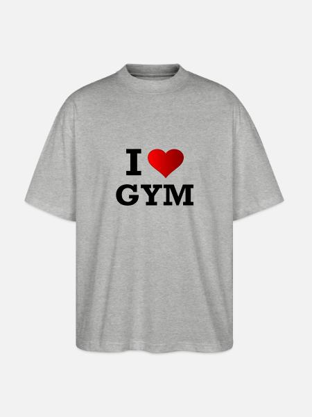 I LOVE GYM - Stanley/Stella Oversized Unisex Organic T-shirt Blaster 2.0 - heather grey