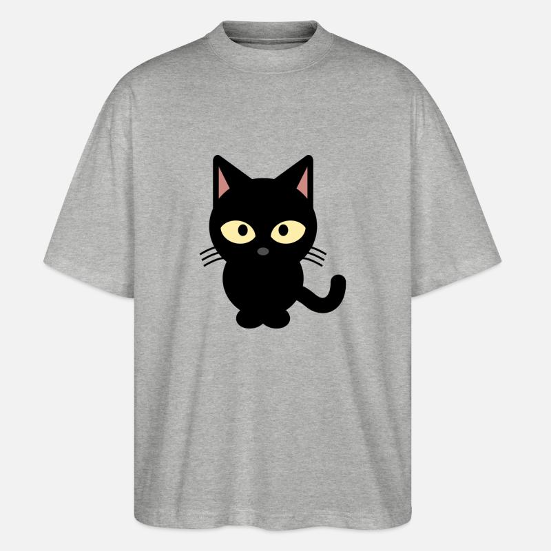 Schwarze Katze - Stanley/Stella Oversized Unisex Bio T-Shirt Blaster 2.0 - Grau meliert
