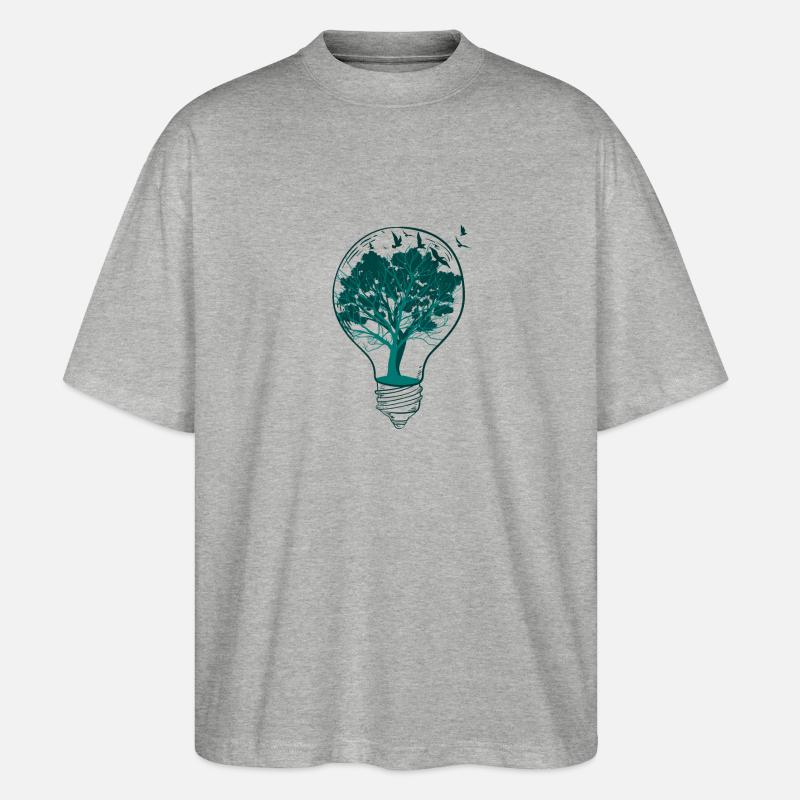 Glühbirne Natur Baum - Stanley/Stella Oversized Unisex Bio T-Shirt Blaster 2.0 - Grau meliert