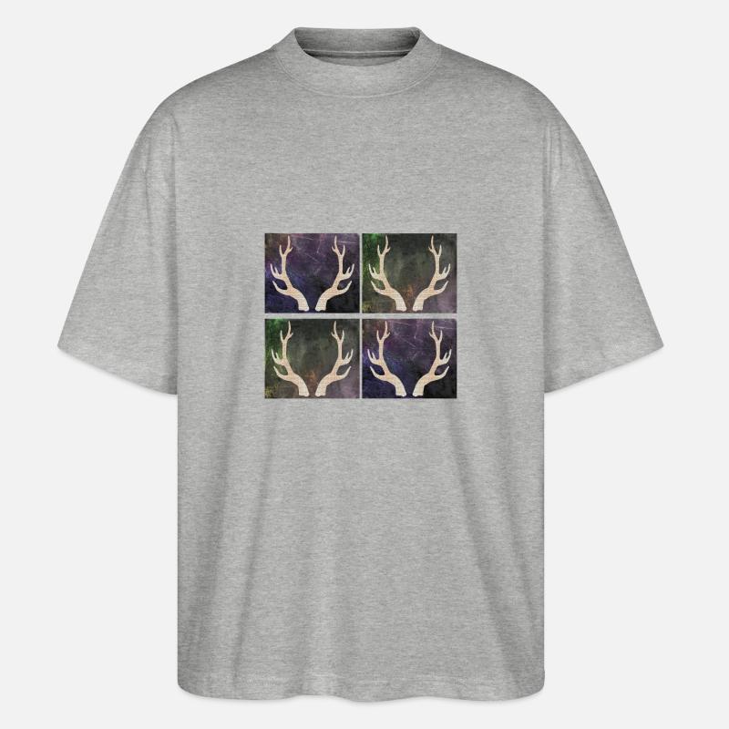 Deer antlers - Stanley/Stella Oversized Unisex Organic T-shirt Blaster 2.0 - heather grey